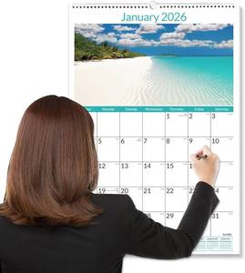 lot 3937 image: SUNEE 2026 Wall Calendar Large 22.75x15.5, 21 Month (Ends June 2027), Vertical Extra Large Monthly Calendar 2026-2027 for Wall, Beaches