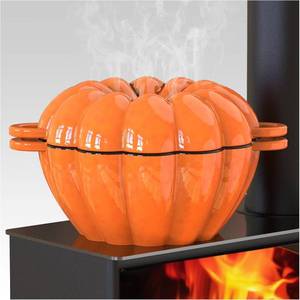lot 3938 image: Wood Stove Steamer, Cast Iron Fireplace Humidifier, 2.4 Quart Capacity, Pumpkin Wood Stove and Fireplace Accessories for Decoration and Gifts