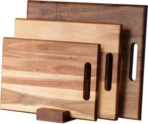 lot 3939 image: WOODEN WHIMSY Wood Cutting Boards Set of 3 PCS for Kitchen, Large Wooden Cutting Board Set with Handle, Thick Chopping Board, Butcher Block Wooden Trays for Meat, Fruit Vegetable and Cheese