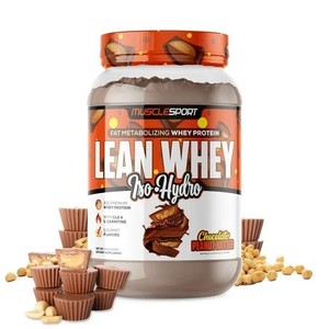 lot 3941 image: Musclesport Lean Whey  Iso Hydro Protein Powder, Chocolate Peanut Butter - Gluten Free - 2lb, 25g of Protein - Low Fat - Low Carb - Fitness & Nutrition