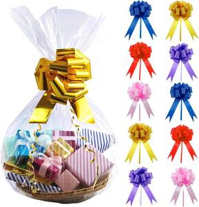 lot 3947 image: HANDMD 110 PCS Large Cellophane Bags, 30x 40 Inches Clear Cello Bags, with 10PCS Floral Ribbons, Large Basket Bag, Plastic Cellophane Gift Bag, Perfect for Gift Baskets