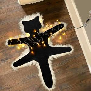 lot 3958 image: Light Up Fried Cat Rug, Christmas Vacation Decoration Vacation Village Gifts Funny Christmas Decoration Rug with Light Always On or Flashing Halloween Decor (Warm Lights)
