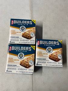 lot 3963 image: 3 Boxes of CLIF BUILDERS Protein Bars Crispy Almond Salted Caramel, Reduced Sugar, Gluten Free, 6cteach