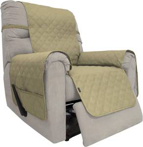 lot 3970 image: Easy-Going Sofa Slipcover Waterproof Recliner Chair Cover Non-Slip Fabric Couch Cover for Living Room Washable Furniture Protector for Pets Kids Children Dog Cat (Recliner, Sand)