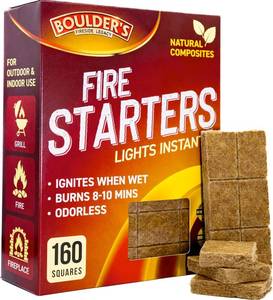 lot 6015 image: Fire Starter Cubes, 160 pcs - Bulk Pack - Firestarter Squares for Fireplace, Fire Pit, Wood Stove, BBQ, Charcoal, Pellets, Logs, Sticks Ignition - Natural, Odorless & Waterproof, Indoor & Outdoor