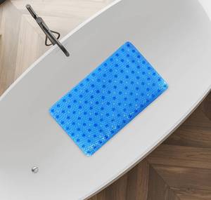 lot 6020 image: Splash Home Order Bathtub Mat Non-Slip, Shower Mat with 112 Suction Cups and Drain Holes Bath Mat for Tub, 27 L x 14 W Inches, Machine Washable, PVC - Blue