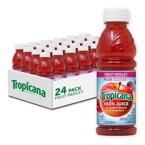 lot 6024 image: Tropicana 100% Fruit Medley Juice, Single Serve, 10 Fl Oz Bottles (Pack of 24) - Real Fruit Juice, Vitamin C, B & E Rich, No Added Sugars, No Artificial Flavors