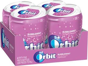 lot 6039 image: Orbit Gum Bubblemint Sugar Free 55 Pieces (Pack of 4)
