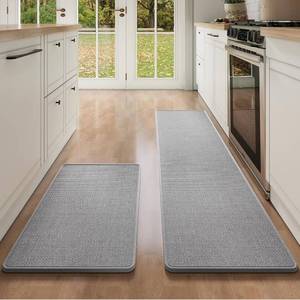 lot 3698 image: Long Kitchen Runner Rugs Sets of 2 PCS Non Slip Washable, Linen-Like 0.3 Thick Cushioned Absorbent Kitchen Mats for Floor, Mild Anti-Fatigue Sink Laundry Standing Mat, Gray 17x3017x71