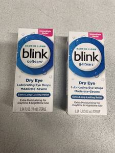 lot 2164 image: 2 Boxes Blink Gel Tears Lubricating Eye Drops - .34 fl oz