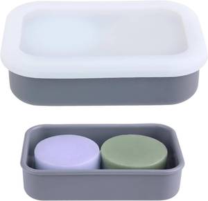lot 2176 image: Large Travel Soap Case, Leakproof Shampoo Bar Holder, Silicone Travel Soap Container, Portable Soap Box with Drainage Pad for Hiking Traveling Shower (Translucent Gray)