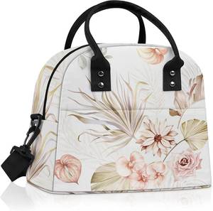 lot 2198 image: Clastyle Leaves Women Lunch Box Bag Large Camping Adult Lunch Tote Insulated Cooler Bag for Office Work Picnic,Boho Flower