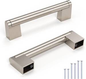 lot 2228 image: Knobonly 30 Pack Dresser Handles 3-34 inch (96mm) Hole Centers, Cabinet Pulls Brushed Nickel, Kitchen Cabinet Handles