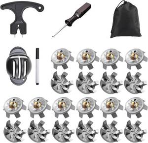 lot 2232 image: 25 Pcs Golf Spikes Replacements Set with 20 Golf Shoe Cleats and 5 Spike Tool for Lawn Cricket Shoe Player Lover (Grey)