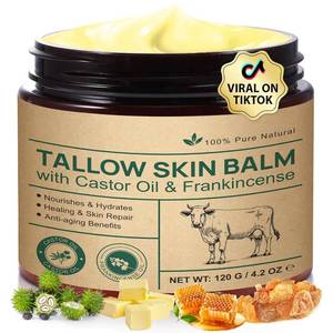 lot 2252 image: Beef Tallow for Skin & Face Cream with Castor Oil and Frankincense,120g,Organic Natural 100% Grass Fed,Whipped Beef Tallow Balm Deeply Moisturizing for Face & Body Care,4.2 oz