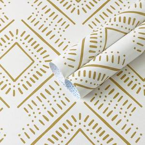 lot 2376 image: SEVEN ROLLS - Heroad Peel and Stick Wallpaper Boho Wallpaper Beige Orange Geometric Striped Boho Contact Paper Removable Wall Paper Self-Adhesive for Bedroom Cabinets Decoration Thicken Vinyl 17.3 x 197