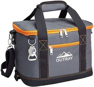 lot 2393 image: Collapsible Insulated Cooler Bag   6L Thermal Lunch Bag with Bottle Opener, 16 Can Capacity   Perfect For Camping, Picnics and Travel - Handles and Removable Shoulder Strap - By Outrav