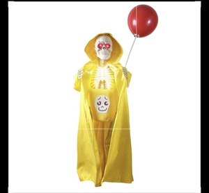 lot 9301 image: Halloween Animatronics Decorations Outdoor for Holding Candy and Gifts, 37 Inch Life Size with Balloon, Sound-Activated Sensor, Scary Decor for Home Party Indoor Outside Garden Lawn Grave Yard