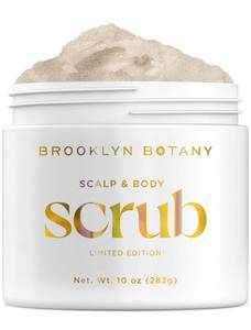 lot 8011 image: Brooklyn Botany Scalp & Body Scrub   Sugar Scrub Body Exfoliator and Scalp Scrub Made with Coconut Oil to Moisturize, Cleanse and Gently Exfoliate Scalp and Body   Tropical Scent 8.8 oz