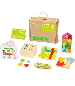 lot 8017 image: Oook Montessori Toys for 22-24mos, 7-in-1 Wooden Educational Learning Set, 40pcs
