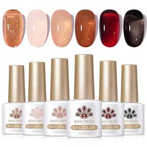 lot 8033 image: Born Pretty Jelly Gel Nail Polish Set Fall Winter Brown Blood Red Burgundy Black Gel Polish Sheer Milky Nude Transparent Gel Polish Set Nail Art Varnish Manicure Collection Gift 7ML 6PCS