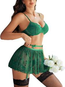 lot 8077 image: Avidlove Women Sexy Lingerie Sets 4 Piece Underwire Bra Lace Mini Skirt Thong Garter Belt Set SIZE S