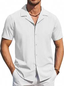 lot 8080 image: COOFANDY Mens Short Sleeve Shirts Casual Button Down Shirts Cuban Textured Summer Beach Shirts SIZE M