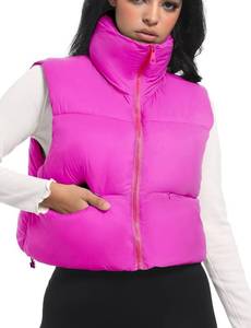 lot 8087 image: Buauty Cropped Puffer Vest Women Winter Puffy Vest with Pockets Lightweight Stand Collar Zip Up Sleeveless Jacket