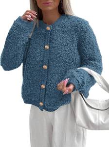 lot 8092 image: PRETTYGARDEN Womens Faux Fur Coat 2026 Fall Fuzzy Fleece Button up Shearling Cropped Jackets Winter Trendy Outerwear SIZE XL
