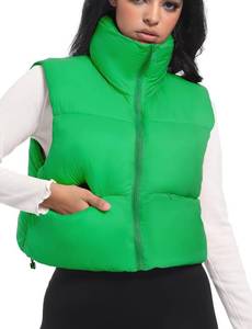lot 8096 image: Buauty Cropped Puffer Vest Women Winter Puffy Vest with Pockets Lightweight Stand Collar Zip Up Sleeveless Jacket