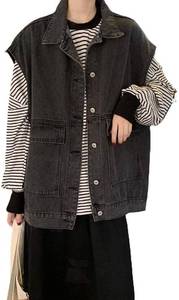 lot 8097 image: EMMIOL Womens Denim Vest, Jean Vest Top with Pockets, Baggy Streetwear Sleeveless Jacket, Vintage Y2k Trendy 2026 SIZE M