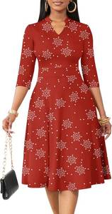 lot 8176 image: Nmoder Casual Dresses for Women Semi Formal Fit and Flare 34 Sleeve A-line Church Work Dress with Pockets SIZE M