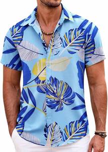 lot 8189 image: COOFANDY Mens Hawaiian Shirts Short Sleeve Casual Button Down Beach Vacation Summer Shirt SIZE 3XL