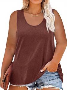 lot 8198 image: Beautife Womens Plus Size Scoop Neck Tank Tops Oversized Summer Casual Sleeveless Shirts Curvy Loose Fit Tunic Tee SIZE L