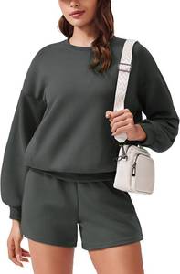 PINSPARK Two Piece Sets for Women 2024 Fall Outfits Sweatsuit 4 Pockets Sweat Short Sets Casual Matching Set Travel Tracksuit SIZE XL