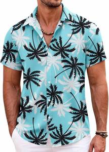 lot 8244 image: COOFANDY Mens Hawaiian Shirts Short Sleeve Casual Button Down Beach Vacation Summer Shirt SZIE XXL