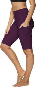lot 8263 image: ALONG FIT Women High Waisted Biker Shorts Tummy Control Workout Yoga Shorts with Pockets Athletic Workout Running BLACK SIZE XXL STOCK PHOTO APPROXIMATE
