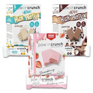 lot 8149 image: Power Crunch Protein Wafer Bars and Power Crunch KIDS Protein Bars, Variety Pack, (15 Count) High Protein Snacks with Delicious Taste