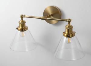 lot 8157 image: 20 Inch Brass Gold Vanity Light with Clear Glass Shades Vintage Vanity Light for Bathroom (Bulb Included)