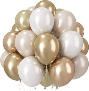 lot 8283 image: Champagne Gold and White Balloons, 12 Inch Double Stuffed Pearl White Sand Gold Metallic Balloons Wedding Beige Cream Latex Balloon for Boho Bridal Shower Birthday Bachelorette Engagement Party Decor