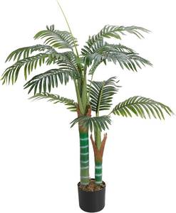 lot 8291 image: Artificial Palm Tree 4ft, Faux Palm Plant in Pot, Tall Fake Tree with Textured Trunk and Realistic Leaves Decorations for Indoor Outdoor House Living Room, Office, Home, Holiday Decor