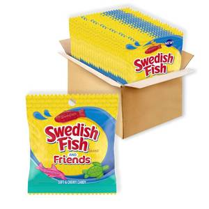 lot 8302 image: SWEDISH FISH and Friends Soft & Chewy Candy, Bulk Candy, 12-3.59 oz Bags