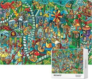 lot 8310 image: Jigsaw Puzzles for Adults, 1000 Pieces Dinosaur Park Puzzle, Cartoon Painting Challenging Puzzles for Family Activity Game Nights Gifts Fidget Stress Relief