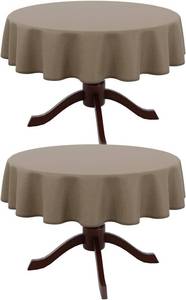 lot 8365 image: AUSSPVOCT 2 Pcs Textured Round Tablecloth 60 Inch for Dia 38  Tables - Waterproof Washable Wipeable Table Cloth Fabric Dining Table Cover for Birthday Party Farmhouse Outdoor Kitchen Tabletop Cover
