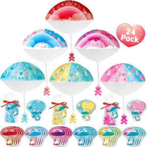lot 8376 image: FIVE BOXES - Valentines Day Gifts for Kids 24Pcs Parachute Toys Cute Bear Hand Throwing Toys with Gift Cards, Outdoor Flying Toys for Girls Boys Ages 3-12 Valentines Party Favors Classroom School Exchange Prize