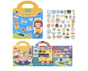 lot 8407 image: Reusable Sticker Books for Kids, Airplane Train Car Travel Essentials, Toddler 3D Activity Book, Silicone Jelly Sticker Toys for Boys Girls 4-8 Years - Room and Kitchen-FSC-Certified