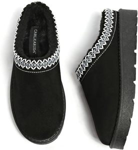 lot 8436 image: Women s Slippers Platform Mini Boots for Suede Leather Slip-on Fluffy Warm Comfy SIZE 7