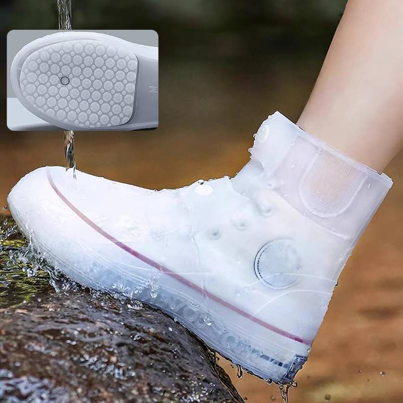 lot 43764 image: Rain Boot Covers Waterproof Rain Shoe Covers Silicone Shoe Protector Overshoes Sand Control Non-Slip Foldable Reusable Galoshes for Men Women Rainy Outdoor Cycling Fishing Camping - Retail $17