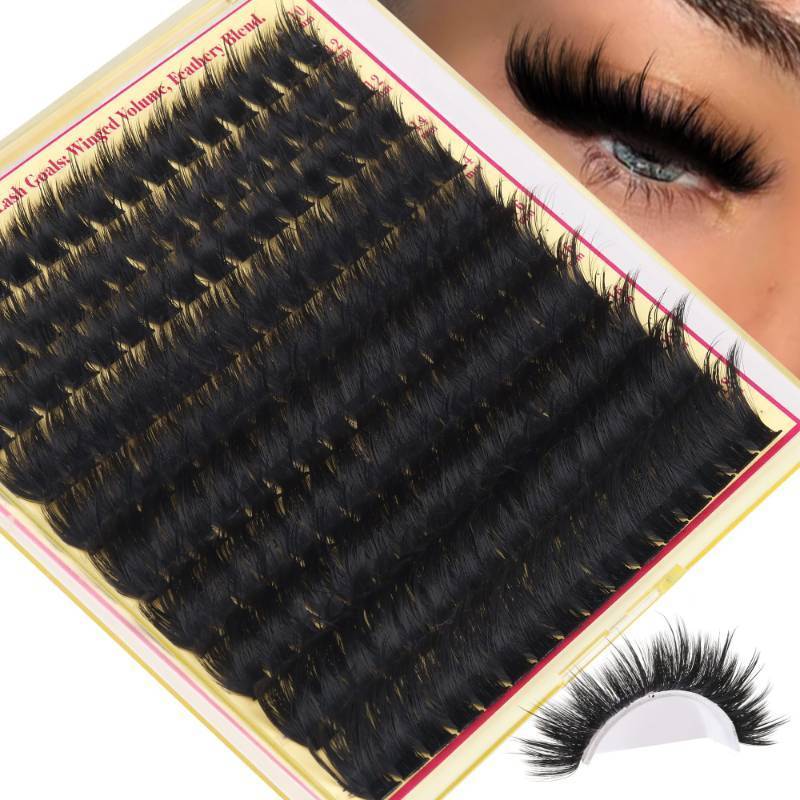 lot 43768 image: Volume Lash Clusters with Spiky Manga Lash Clusters 300D Eyelash Clusters 10-18MM Thick Wispy D Curl Cluster Eyelash Extensions 3D Fluffy Cluster Eyelash Extensions by FANXITON - Retail $9