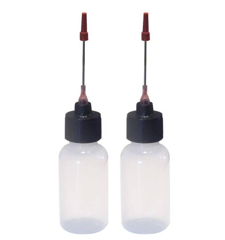 lot 43812 image: 2 Bottles -1 OZ Size Bottles with Stainless Needle tip for All Your Gun Oils - Retail $7